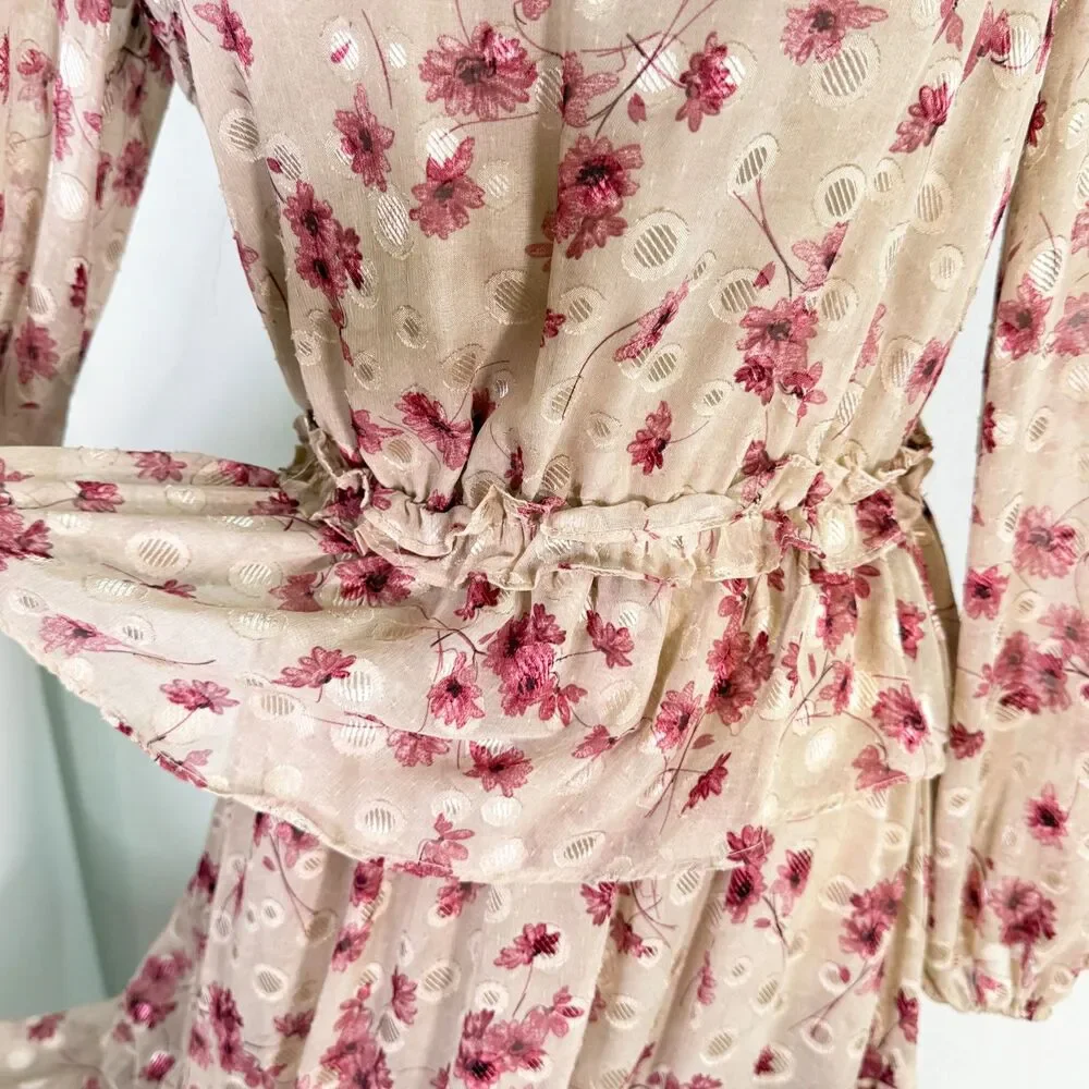 Current Air | Anthropologie | Long Sleeve Floral Fairycore Midi Dress | Sz XS S - Picture 10 of 13